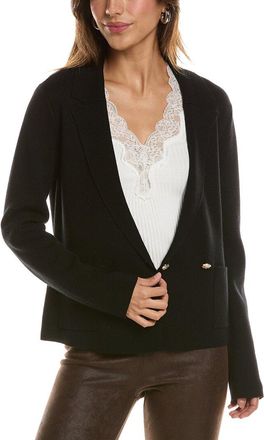 Bruno Magli Contrast Trim V-Neck Wool Cardigan