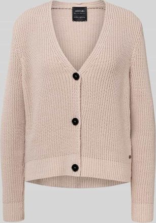 Marc Cain Regular Fit Strickjacke mit v-Ausschnitt in Kitt, Größe 36