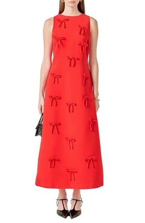English Factory Bow Embellished Sleeveless A-Line Dress in Red at Nordstrom, Size X-Small