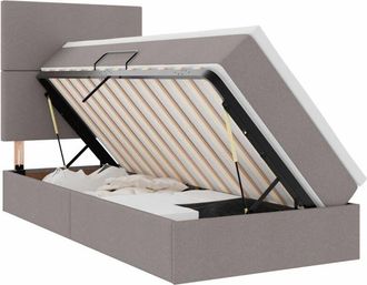 vidaXL Bed with Mattress with LED Taupe 90 x 200 cm Polyester vidaXL