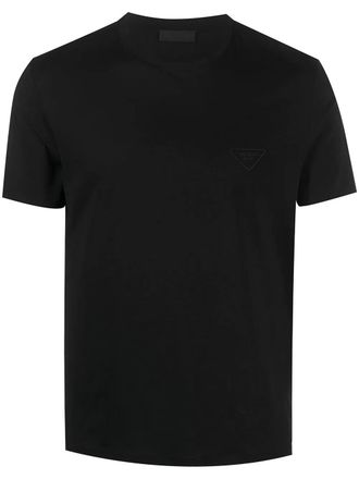 Prada Logo-gesticktes Baumwoll-T-Shirt