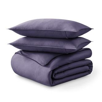 Bare Home 400 Thread Count Organic Cotton Sateen Duvet Cover and Sham Set in Dusty Purple at Nordstrom, Size Twin