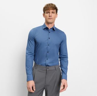 Olymp Businesshemd OLYMP No. Six 24/Seven super slim, Herren, Gr. 36, N-Gr, blau (n&uuml;rnbergerblau), Web, Obermaterial: 92% Baumwolle, 8% Elasthan, sehr schma