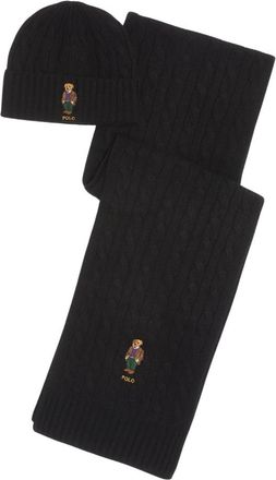 Polo Ralph Lauren Accessoires, Heren, Zwart, ONE Size, Wol, Cable-knit Bear Sjaal