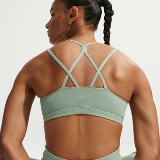 Nike Womens Zenvy Strappy Light-Support Padded Sports Bra in Green | IB9847-006