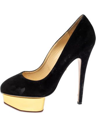 Charlotte Olympia Pre-owned 145 mm Dolly suède pumps met plateauzool - Zwart