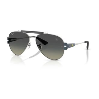 Ray-Ban Sunglasses, unisex, Gray, 58 MM, Aviator Style Sunglasses with Ferrari Logo