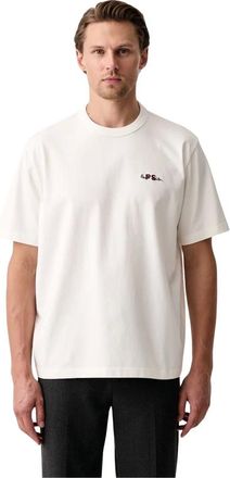 Paul Smith Oversized T-shirt van katoen met geborduurd logo - Heren - Tops - Wit - Maat: S Katoen