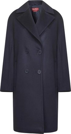 Max Mara Agenda Jas - Dames - Mantel - Blauw - S - Wol - Jassen