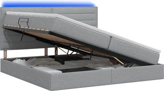vidaXL Cama De Almacenamiento Led Con Colch&oacute;n Gris Claro 200 X 200 Cm Vidaxl
