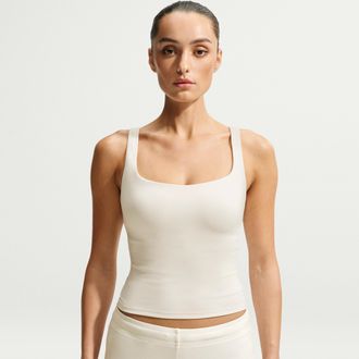Nike Womens SKIMS Matte Square-Neck Tank Top in White | IR5037-108