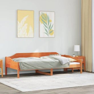 vidaXL Bed Frame without Mattress Wax Brown 90x200 cm Solid Wood Pine Vidaxl
