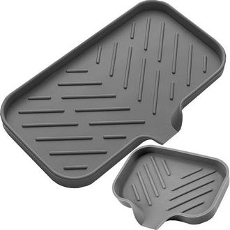 OEM 2 Soportes Para Esponjas, Jabonera De Silicona Con Tubo De Desag&uuml;e Y Soporte Para Cepillos De Dientes, Bandeja Y Caja Para Guardar Cubiertos