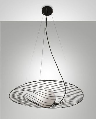 Fabas Luce Homa Lampada A Sospensione In Metallo E Vetro Soffiato Nero, Attacco E27 40w, Design Elegante Per Interni Ip20, Altezza Regolabile 2000mm