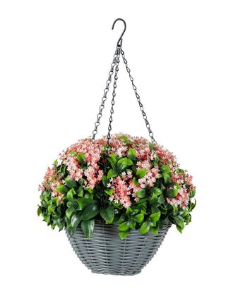 Nearly Natural 21In Uv-Resistant Artificial Mini Gardenia Hanging Basket (Indoor/Outdoor)