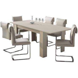 Dmora Tavolo Allungabile Campora, Allungabile, Meccanismo Estensione Allunga Centrale, Lunghezza Massima 220 cm, 220x90x75h cm Beige