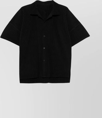 Homme Pliss&eacute; Issey Miyake pleated ribbed shirt short sleeves