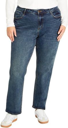 City Chic Amira Straight Leg Jeans in Mid Denim at Nordstrom, Size Xxl