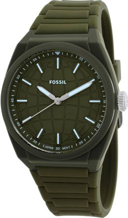 Fossil Everett Three-Hand Olive Silicone Watch