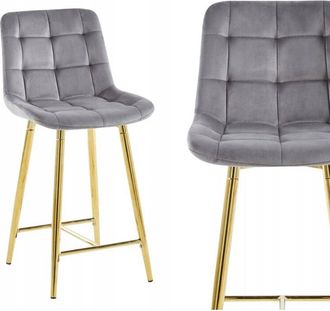 OEM Taburete De Terciopelo Gris H1-fx (estructura Dorada)