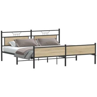 vidaXL Vidaxl - Estructura De Cama Sin Colch&oacute;n Metal Roble Sonoma 193x203 Cm