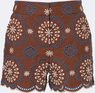Veronica Beard Allen broderie anglaise linen shorts