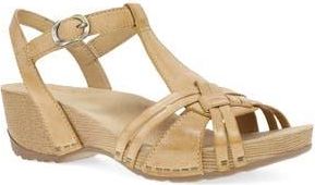 Dansko Tia Ankle Strap Platform Wedge Sandal in Tan Milled Burnished at Nordstrom Rack, Size 10.5-11Us / 41Eu