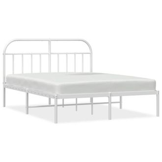 Berkfield Home Metal Bed Frame with Headboard White 140x190 cm