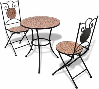vidaXL Set De Mesa Y Sillas De Jard&iacute;n 3 Piezas Con Mosaico Terracota Vidaxl