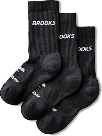 Brooks Run-In Crew Socks - 3 Pairs Black M