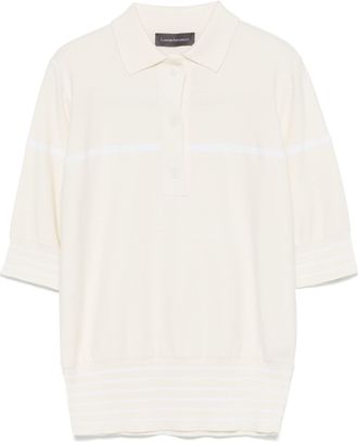 Lorena Antoniazzi White Soft Knit Cotton-Cashmere Polo Shirt