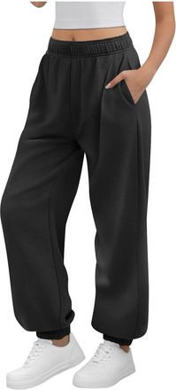 Generic Joggers Sweatpants for Women Solid Drawstring Elastic Waist Trousers with Pockets Casual Baggy Gym Sports Tracksuit Bottoms Warm Joggers for Women UK 