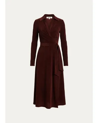 Diane Von F&uuml;rstenberg Phoenix Corduroy Jersey Midi Wrap Dress