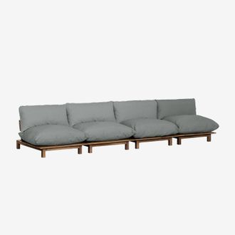 Sklum Sklum - Sof&aacute; Modular Reclinable De Jard&iacute;n De 4 Piezas En Madera De Acacia Brina
