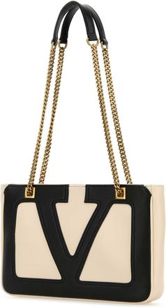 Valentino Garavani Mens Ivory Nappa Leather Small Viva Superstar Shoulder Bag Butterwhitenero Borse A Mano