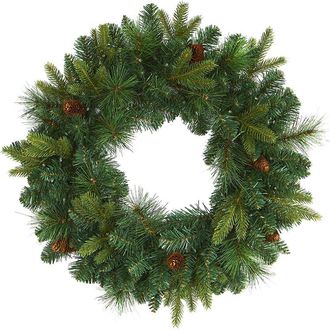 Nearly Natural 24in Mixed Pine Artificial Christmas Wreath