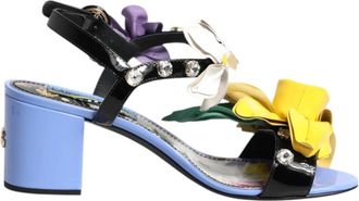 Dolce & Gabbana Multicolor Bloemen Kristal Keira Sandalen - Dames - Sandalen met hakken - Veelkleurig - 35 1/2 EU - Leer - Schoenen