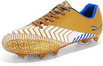 Generic Unisex Lace-up Training Competition Sneakers - Stylish Soccer Shoes for Men - Indoor Outdoor Athletic Football Shoes (Gold,6.5)