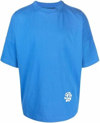 Palm Angels Marine Logo Oversized Blue T-Shirt