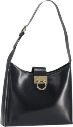 Ferragamo Pre-owned Shoulder Bags, female, Black, Size: ONE SIZE Pre-owned Leather Shoulder Bag