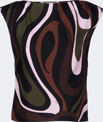 Pucci Top Marmo in twill di seta