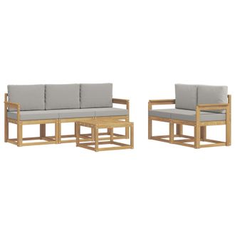 vidaXL Conjunto De Sof&aacute;s De Exterior 6 Pcs Blanco Y Gris Claro Vidaxl