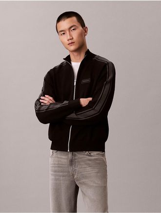 Calvin Klein Mens Tech Knit Track Jacket - Black - 2XL