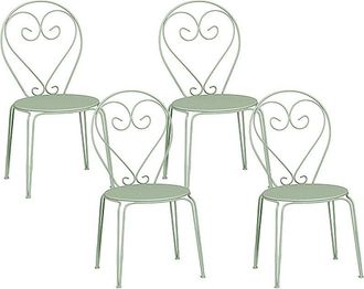 Vente-Unique Conjunto de 4 sillas de jard&iacute;n apilables de metal GUERMANTES - Verde almendra