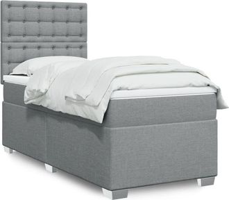 vidaXL Vidaxl - Cama Box Spring Con Colch&oacute;n Tela Gris Claro 90x190 Cm