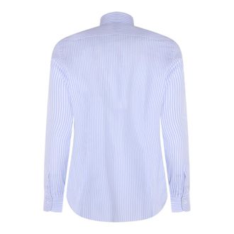 Mazzarelli Mens Shirts Bianco-Azzurro _100 % Co