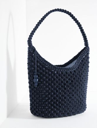 Talbots Knotted Cord Hobo Bag - Blue - 001 - 100% Cotton Talbots