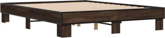 vidaXL Vidaxl - Estructura cama madera ingeniería metal marrón roble 150x200 cm