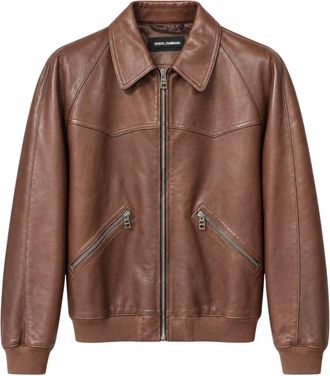 Dolce & Gabbana Jassen - Heren - Bomber jackets - Bruin - 2XL - Leer - Jassen