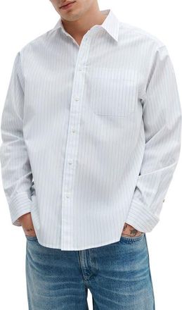 Rag & Bone Relaxed Fit Cotton Poplin Button-Up Shirt in Whtblustrp at Nordstrom, Size X-Large